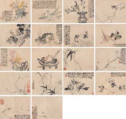 李鱓 李方膺 1736年作、1742年作 花卉 卷